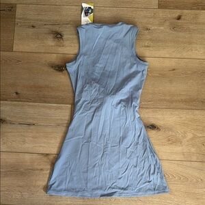 HALARA Blue Ribbed Sheath Mini Dress